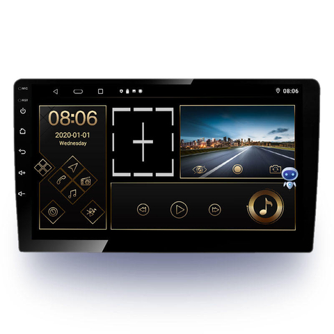 Corpo fino universal android 10.0 9 Polegada câmera retrovisor full touch hd screenandroid sistema de música para carro